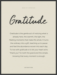 Gratitude Word of Intention Framed print 60x80 cm / 24x32″ Black frame Linen paper