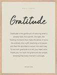 Gratitude Word of Intention Framed print 60x80 cm / 24x32″ Wood frame Linen paper