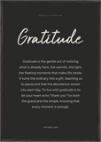 Gratitude Word of Intention Framed print 70x100 cm / 28x40″ Black frame Carbon paper