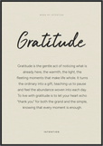 Gratitude Word of Intention Framed print 70x100 cm / 28x40″ Black frame Linen paper