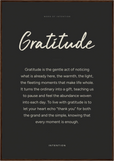 Gratitude Word of Intention Framed print 70x100 cm / 28x40″ Dark wood frame Carbon paper