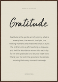 Gratitude Word of Intention Framed print 70x100 cm / 28x40″ Dark wood frame Linen paper