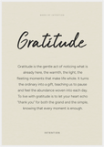 Gratitude Word of Intention Framed print 70x100 cm / 28x40″ White frame Linen paper