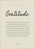 Gratitude Word of Intention Framed print 70x100 cm / 28x40″ Wood frame Linen paper