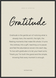 Gratitude Word of Intention Framed print A1 (59.4 x 84.1 cm) Black frame Linen paper