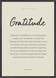 Gratitude Word of Intention Framed print A1 (59.4 x 84.1 cm) Black frame Linen paper