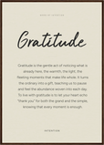 Gratitude Word of Intention Framed print A1 (59.4 x 84.1 cm) Dark wood frame Linen paper