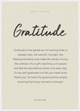 Gratitude Word of Intention Framed print A1 (59.4 x 84.1 cm) White frame Linen paper