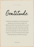 Gratitude Word of Intention Framed print A1 (59.4 x 84.1 cm) Wood frame Linen paper