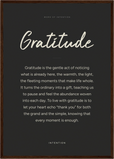 Gratitude Word of Intention Framed print A2 (42 x 59.4 cm) Dark wood frame Carbon paper