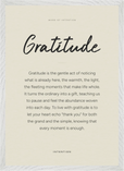 Gratitude Word of Intention Framed print A2 (42 x 59.4 cm) White frame Linen paper