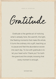Gratitude Word of Intention Framed print A2 (42 x 59.4 cm) Wood frame Linen paper