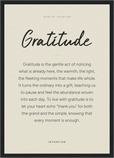 Gratitude Word of Intention Framed print A3 (29.7 x 42 cm) Black frame Linen paper