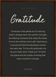 Gratitude Word of Intention Framed print A3 (29.7 x 42 cm) Dark wood frame Carbon paper