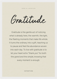 Gratitude Word of Intention Framed print A3 (29.7 x 42 cm) White frame Linen paper