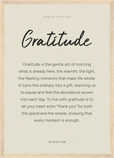 Gratitude Word of Intention Framed print A3 (29.7 x 42 cm) Wood frame Linen paper