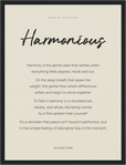 Harmonious Word of Intention Framed print 30x40 cm / 12x16″ Black frame Linen paper