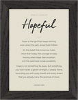 Hopeful Word of Intention Framed print 13x18 cm / 5x7″ Black frame Linen paper