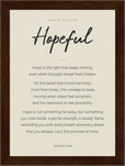 Hopeful Word of Intention Framed print 13x18 cm / 5x7″ Dark wood frame Linen paper