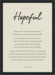Hopeful Word of Intention Framed print 21x29.7 cm / 8x12" Black frame Linen paper
