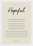 Hopeful Word of Intention Framed print 21x29.7 cm / 8x12" White frame Linen paper