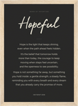 Hopeful Word of Intention Framed print 21x29.7 cm / 8x12" Wood frame Carbon paper