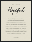 Hopeful Word of Intention Framed print 30x40 cm / 12x16″ Black frame Linen paper