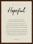 Hopeful Word of Intention Framed print 30x40 cm / 12x16″ Dark wood frame Linen paper