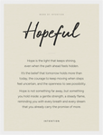 Hopeful Word of Intention Framed print 30x40 cm / 12x16″ White frame Linen paper