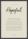Hopeful Word of Intention Framed print 50x70 cm / 20x28″ Black frame Linen paper