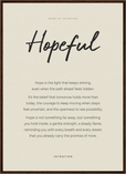 Hopeful Word of Intention Framed print 50x70 cm / 20x28″ Dark wood frame Linen paper