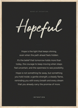 Hopeful Word of Intention Framed print 50x70 cm / 20x28″ Wood frame Carbon paper