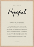 Hopeful Word of Intention Framed print 50x70 cm / 20x28″ Wood frame Linen paper