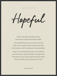 Hopeful Word of Intention Framed print 60x80 cm / 24x32″ Black frame Linen paper