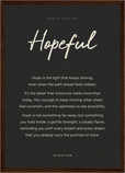 Hopeful Word of Intention Framed print A3 (29.7 x 42 cm) Dark wood frame Carbon paper
