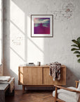 Indigo Sky Framed print 50x50 cm / 20x20″ Dark wood frame in interior