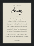 Jazzy Word of Intention Framed print 13x18 cm / 5x7″ Black frame Linen paper