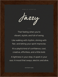 Jazzy Word of Intention Framed print 13x18 cm / 5x7″ Dark wood frame Carbon paper