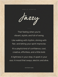 Jazzy Word of Intention Framed print 13x18 cm / 5x7″ Wood frame Carbon paper