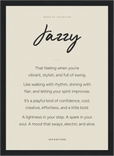 Jazzy Word of Intention Framed print 21x29.7 cm / 8x12" Black frame Linen paper