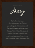 Jazzy Word of Intention Framed print 21x29.7 cm / 8x12" Dark wood frame Carbon paper