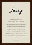 Jazzy Word of Intention Framed print 21x29.7 cm / 8x12" Dark wood frame Linen paper