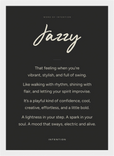 Jazzy Word of Intention Framed print 21x29.7 cm / 8x12" White frame Carbon paper