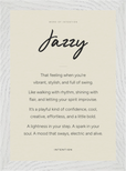 Jazzy Word of Intention Framed print 21x29.7 cm / 8x12" White frame Linen paper