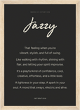 Jazzy Word of Intention Framed print 21x29.7 cm / 8x12" Wood frame Carbon paper