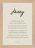 Jazzy Word of Intention Framed print 21x29.7 cm / 8x12" Wood frame Linen paper