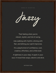 Jazzy Word of Intention Framed print 30x40 cm / 12x16″ Dark wood frame Carbon paper