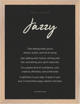 Jazzy Word of Intention Framed print 30x40 cm / 12x16″ Wood frame Carbon paper