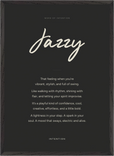 Jazzy Word of Intention Framed print 50x70 cm / 20x28″ Black frame Carbon paper