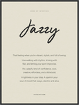 Jazzy Word of Intention Framed print 60x80 cm / 24x32″ Black frame Linen paper